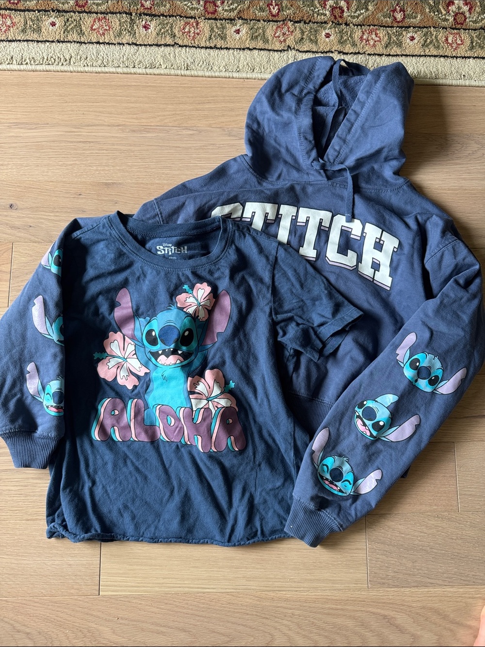 Disney Navy Pullover Cropped Hoodie and tee shirt
